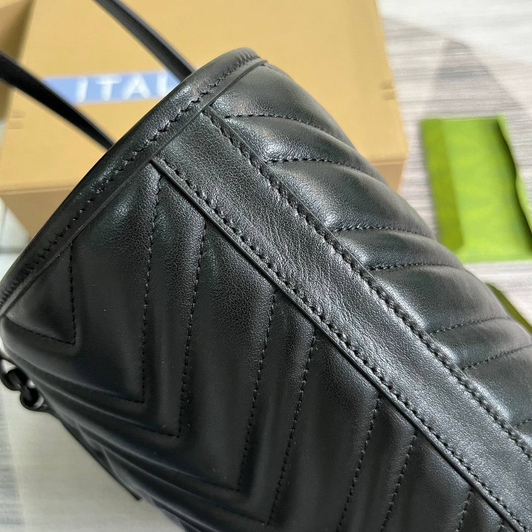 GG MARMONT LARGE 38 TOTE IN BLACK CALFSKIN