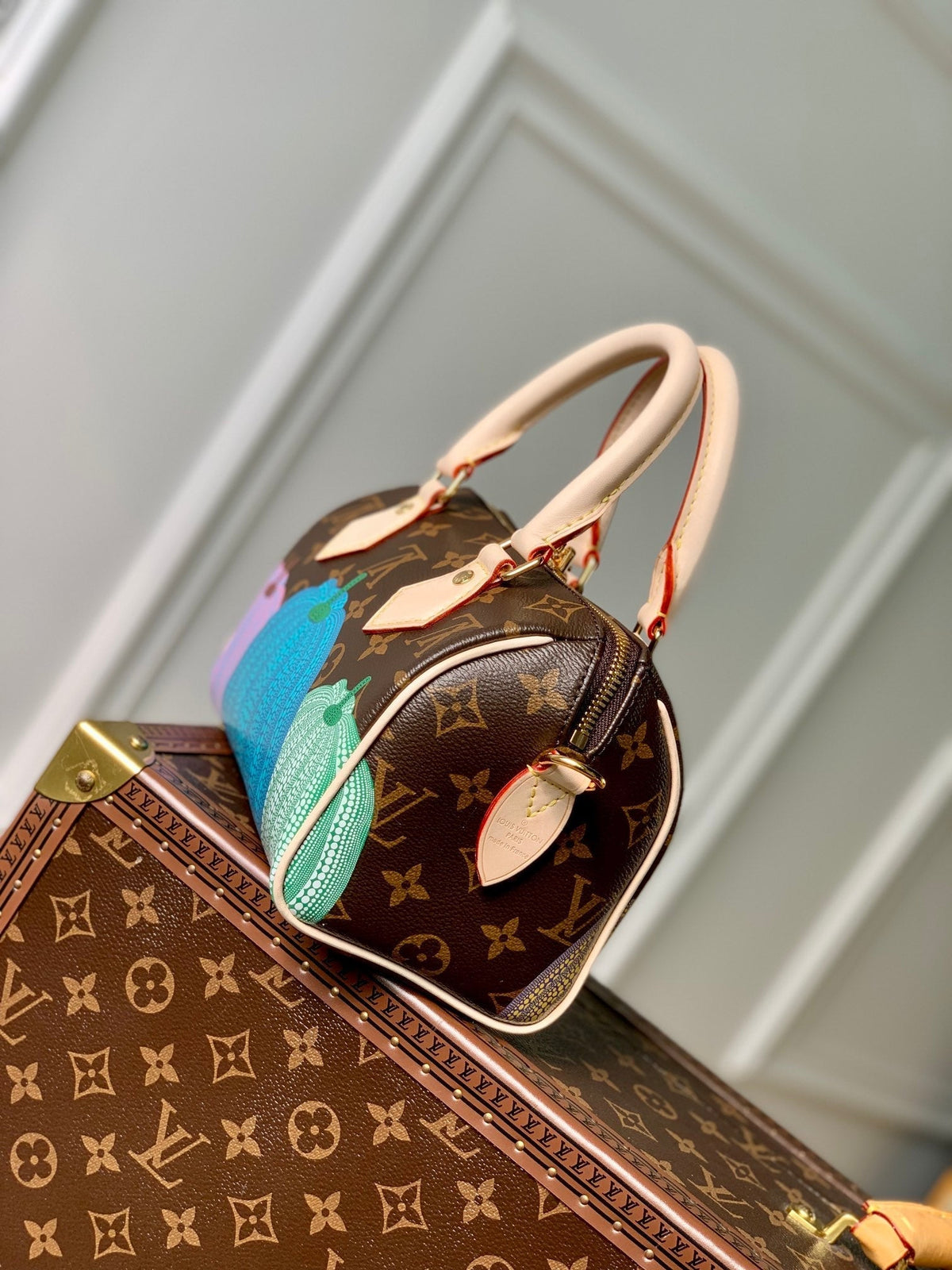 LV x YK SPEEDY BANDOULIÈRE 20 IN BROWN MONOGRAM COATED CANVAS AND CALFSKIN