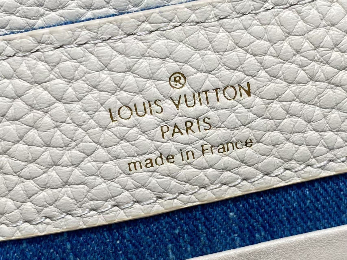 LV CAPUCINES BAG 21 PINIC IN COLORFUL DENIM GOLD HARDWARE