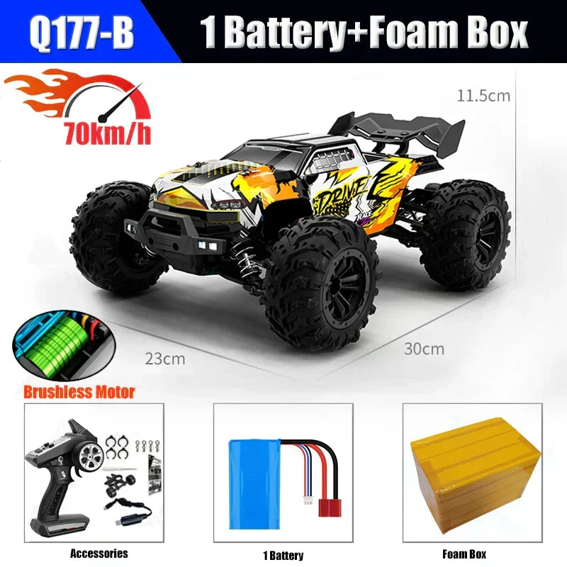 1/16 70KM/h 4WD RC Car – Ultra Fast Brushless Motor Racing
