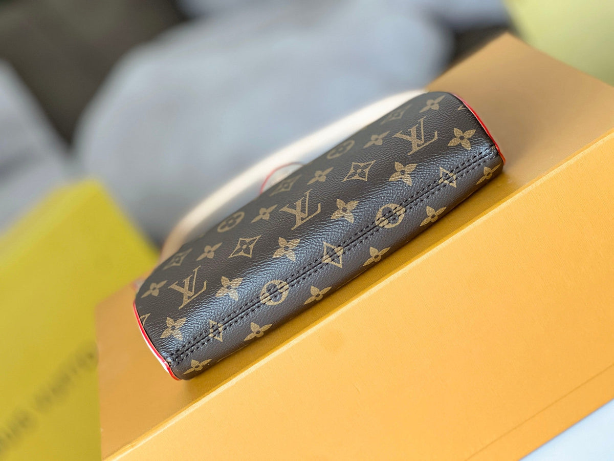 LV 25S POCHETTE TIRETTE 22 IN DARK BROWN MONOGRAM CANVAS GOLD HARDWARE