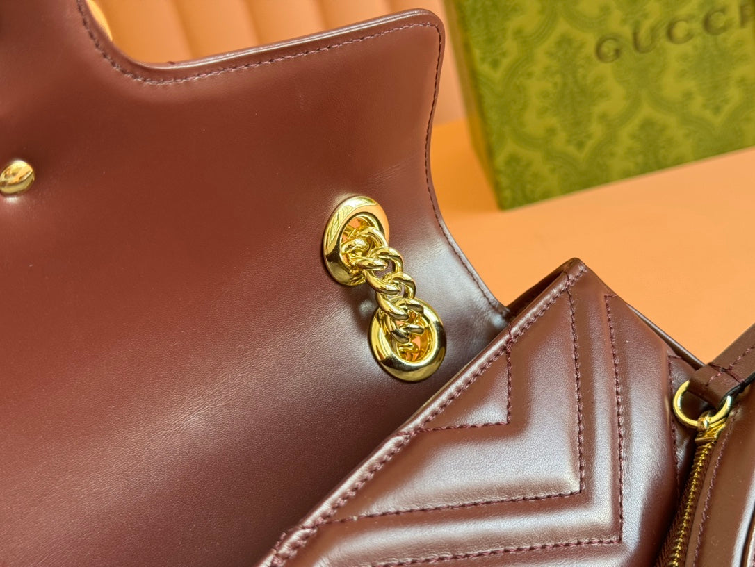 MARMONT SMALL MULTI-POCKET BAG 25 IN CURRANT RED CALFSKIN GOLD HARDWARE